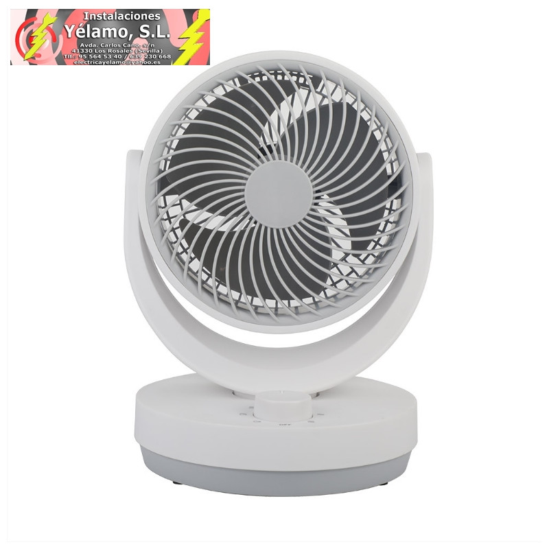 VENTILADOR SOBREMESA BLANCO/GRIS LAGOS 3 VELOCIDADES 35W 3 ASPAS ORIENTABLE 29,8X22,6X20,6cm