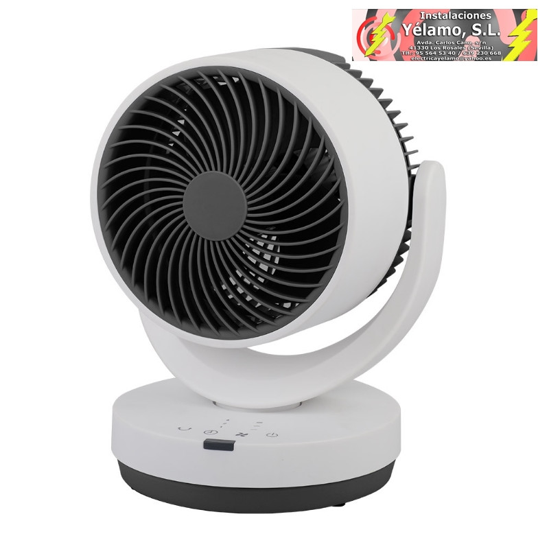 VENTILADOR SOBREMESA LOIRA BLANCO/NEGRO 3 VELOCIDADES 35W 3 ASPAS CONTROL REMOTO, TEMPORIZADOR 29,8X22,6X20,6C