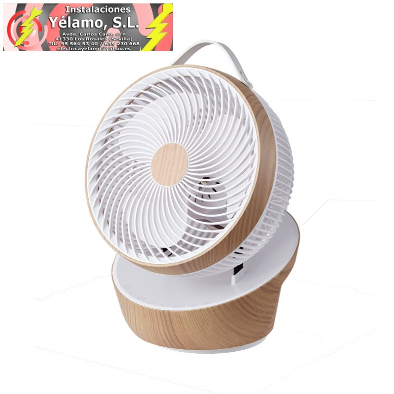 VENTILADOR SOBREMESA PETIRROJO BLANCO/MADERA 25W, 12 VELOCIDADES, 3 ASPAS, MOTOR DC REMOTO, TEMPORIZADOR 36,3X27,5X24,8cm