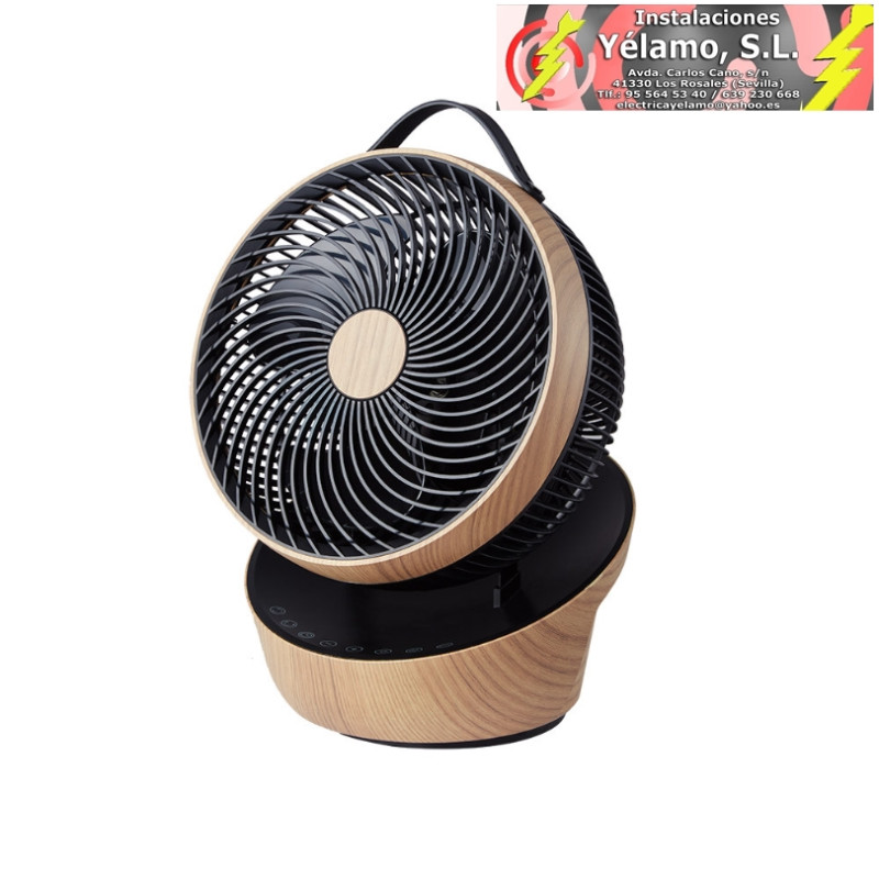 VENTILADOR SOBREMESA PETIRROJO NEGRO/MADERA 25W 12 VELOCIDADES, 3 ASPAS, MOTOR DC, REMOTO, TEMPORIZADOR 36,3X27,5X24,8cm