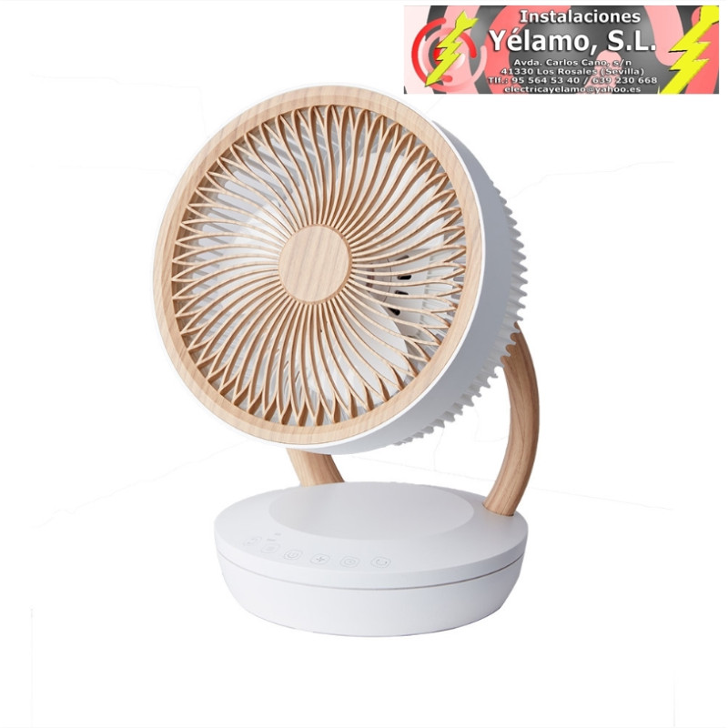 VENTILADOR SOBREMESA RUISEÑOR BLANCO/MADERA 45W, 3 VELOCIDADES, 3 ASPAS, REMOTO, TEMPORIZADOR, TACTIL 35,7X25,5X19,3cm