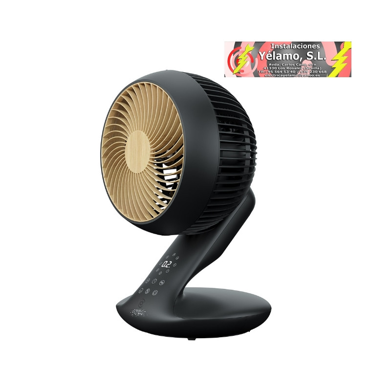 VENTILADOR DC SOBREMESA MIERA NEGRO/HAYA 20W 8 VELOCIDADES OSCILACION 3D REMOTO, TEMPORIZADOR 40,5X25,4X23,3cm