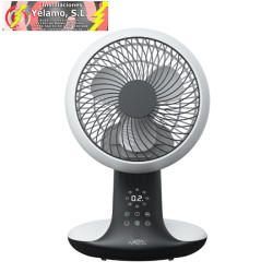VENTILADOR DC SOBREMESA MIERA BLANCO/NEGRO 20W 8 VELOCIDADES OSCILACION 3D. REMOTO, TEMPORIZADOR 40,5X25,4X23,3cm