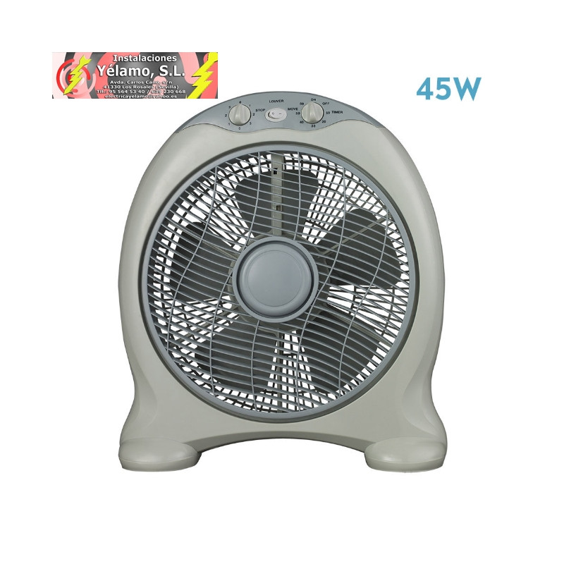 VENTILADOR SOBREMESA URGEL 45W GRIS 3 VELOCIDADES 5 ASPAS TEMPORIZADOR 45X38X15cm