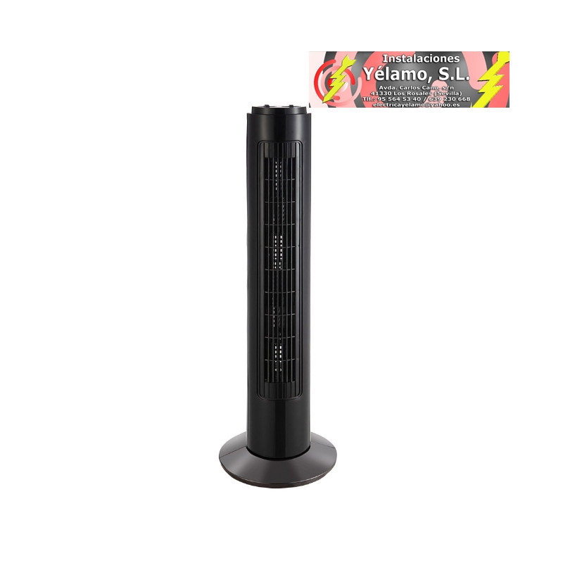 VENTILADOR DE TORRE CUCO NEGRO 3 VELOCIDADES 50W TEMPORIZADOR ROTATORIO 78X22X22 cm