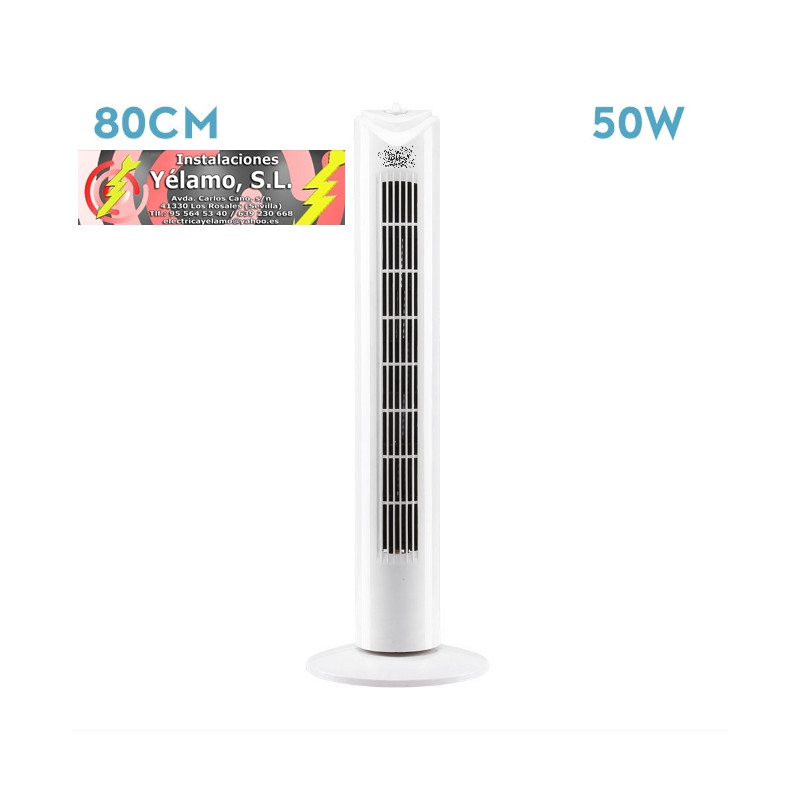 VENTILADOR DE TORRE TERO BLANCO 3 VELOCIDADES 50W OSCILANTE TEMPORIZADOR 80X25X25 cm
