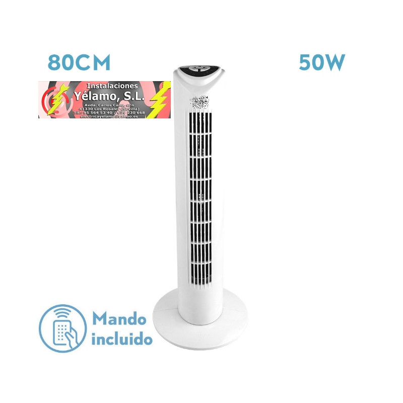 VENTILADOR DE TORRE TUKA BLANCO 3 VELOCIDADES 50W CONTROL REMOTO OSCILANTE TEMPORIZADOR 80X25X25 cm