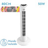 VENTILADOR DE TORRE TUKA BLANCO 3 VELOCIDADES 50W CONTROL REMOTO OSCILANTE TEMPORIZADOR 80X25X25 cm