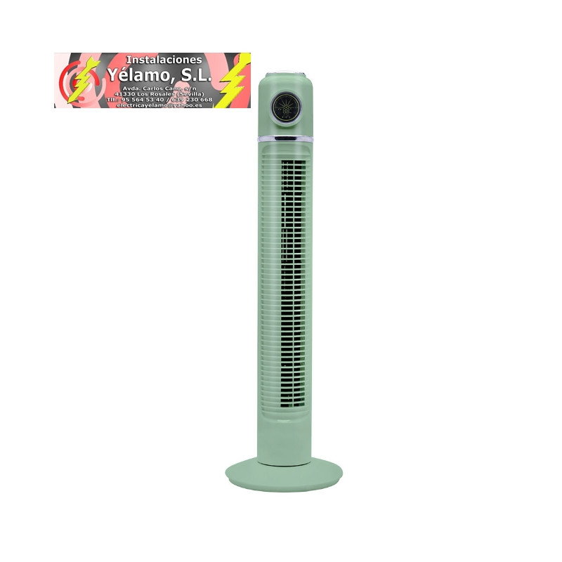 VENTILADOR TORRE ARTICO VERDE 45W, 3 VELOCIDADES, CONTROL REMOTO Y TEMPORIZADOR, DISPLAY, FIJO Y ROTATORIO 82X22X22cm