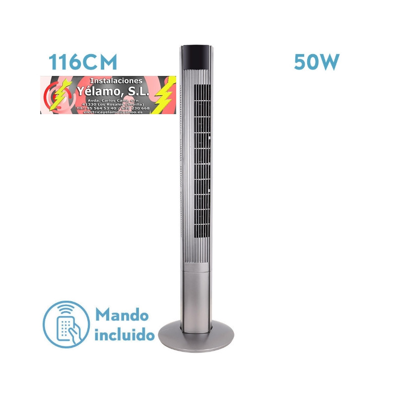 VENTILADOR DE TORRE PRINCIPE PLATA, 3 VELOCIDADES, 50W, REMOTO, OSCILANTE, TEMPORIZADOR 116X32X32cm