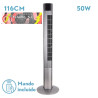 VENTILADOR DE TORRE PRINCIPE PLATA, 3 VELOCIDADES, 50W, REMOTO, OSCILANTE, TEMPORIZADOR 116X32X32cm