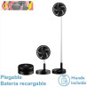 VENTILADOR DC PORTATIL GALAN NEGRO 10W, 3 VELOCIDADES, BATERIA REGX20X20cm PLEGABLE+REMOTO+TEMPORIZADOR