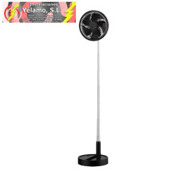 VENTILADOR DC PORTATIL GALAN NEGRO 10W, 3 VELOCIDADES, BATERIA REGX20X20cm PLEGABLE+REMOTO+TEMPORIZADOR