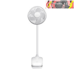 VENTILADOR SOBREMESA CON PINZA SINES BLANCO 5W 3+1VELOCIDADES RECARGABLE ALIM.USB 5 ASPAS MOTOR DC 36X12,5X11,5cm INALAMBRICO