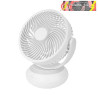 VENTILADOR INALAMBRICO SOBREMESA BENGALI BLANCO 5W 3VEL RECARGABLE C/LUZ, ALIMENT.USB, FIJO Y ROTATORIO 3ASPAS 27X23X16cm