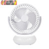 VENTILADOR INALAMBRICO SOBREMESA BENGALI BLANCO 5W 3VEL RECARGABLE C/LUZ, ALIMENT.USB, FIJO Y ROTATORIO 3ASPAS 27X23X16cm