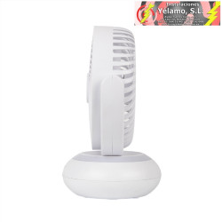 VENTILADOR INALAMBRICO SOBREMESA BENGALI BLANCO 5W 3VEL RECARGABLE C/LUZ, ALIMENT.USB, FIJO Y ROTATORIO 3ASPAS 27X23X16cm