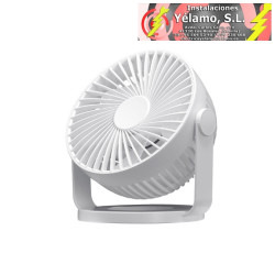 MINIVENTILADOR SOBREMESA BRETAÑA BLANCO 5W 3+1VELOCIDADES RECARGABLE ALIMENTACION USB ORIENTABLE 5ASPAS 17X15X11,5cm
