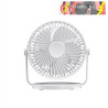 MINIVENTILADOR SOBREMESA BRETAÑA BLANCO 5W 3+1VELOCIDADES RECARGABLE ALIMENTACION USB ORIENTABLE 5ASPAS 17X15X11,5cm