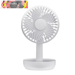 MINIVENTILADOR INALAMBRICO SOBREMESA LEMOSIN BLANCO 5W 3VELOCIDADES RECARGABLE ALIMEN.USB ORIENTABLE 5ASP 17X11X9cm MOTOR DC