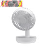 MINIVENTILADOR INALAMBRICO SOBREMESA LEMOSIN BLANCO 5W 3VELOCIDADES RECARGABLE ALIMEN.USB ORIENTABLE 5ASP 17X11X9cm MOTOR DC