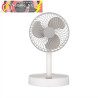 VENTILADOR INALAMBRICO DC PORTATIL JERICO BLANCO/GRIS 5W 3VEL RECARGABLE, ALIM.USB, ORIENTABLE 3 ASPAS REGX17X17cm