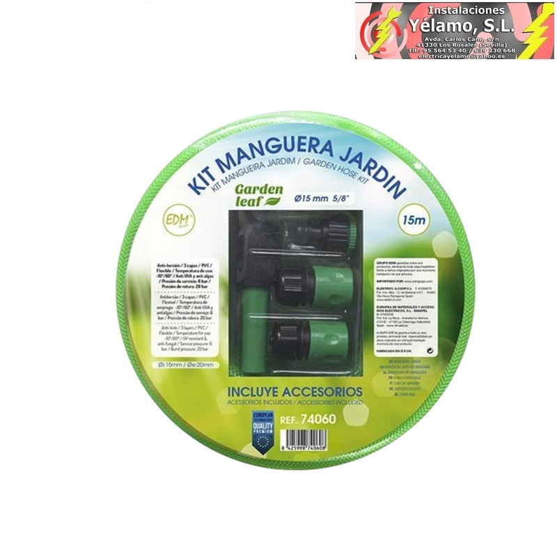 KIT MANGUERA JARDIN 15m CON ACCESORIOS