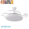VENTILADOR DC TRIDENTE 59W BLANCO 4ASPAS DESP.107D 6980LM REG.INTENSIDAD REMOTO+TEMPORIZADOR+MEMORIA 3000-4000-6000K