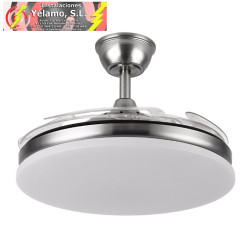 VENTILADOR DC TRIDENTE 59W NIQUEL 4ASPAS DESP.107D 6980LM REG.INTENSIDAD REMOTO+TEMPORIZADOR+MEMORIA 3000-4000-6000K