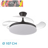 VENTILADOR DC TRIDENTE 59W NEGRO 4ASPAS DESP. 107D 6980LM REG.INTENSIDAD REMOTO+TEMPORIZADOR+MEMORIA 3000-4000-6000K
