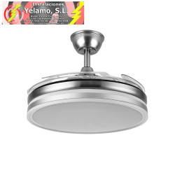 VENTILADOR BAYOMO 59W 6980LM NIQUEL 4 ASPAS DESP. 34,5/42X50/107 D.3 COLOR. DC.REMOTO+REG.INTENSIDAD