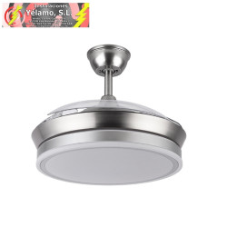 VENTILADOR DC BAYOMO NIQUEL 59W 6120LM 91D 3ASP.DESPLEGABLES 3000-4000-6000K REMOTO, TEMPORIZADOR, MEMORIA