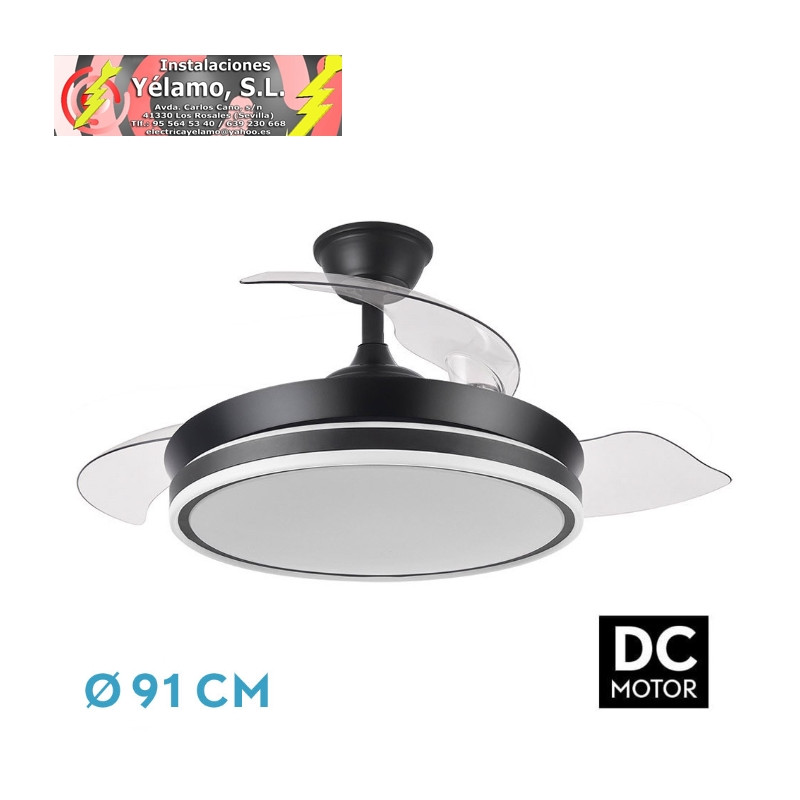 VENTILADOR DC BAYOMO NEGRO 59W 6980LM 91D 3ASP.DESPLEGABLES 3000-4000-6000K REMOTO, TEMPORIZADOR, MEMORIA