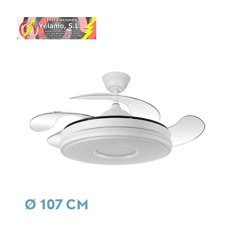 VENTILADOR DC DANI 59W 6980LM BLANCO 4ASPAS 6VELOCIDADES 107D 3000-4000-6000K REMOTO+REG.INTENSIDAD+MEMORIA+TEMPORIZADOR 24