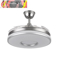 VENTILADOR DANI 59W 6980LM NIQUEL 4 ASPAS DESPLEGABLES 6 VELOCIDADES 107D 3000-4000-6000K REMOTO, REG.INT, MEMORI Y TEMPOR