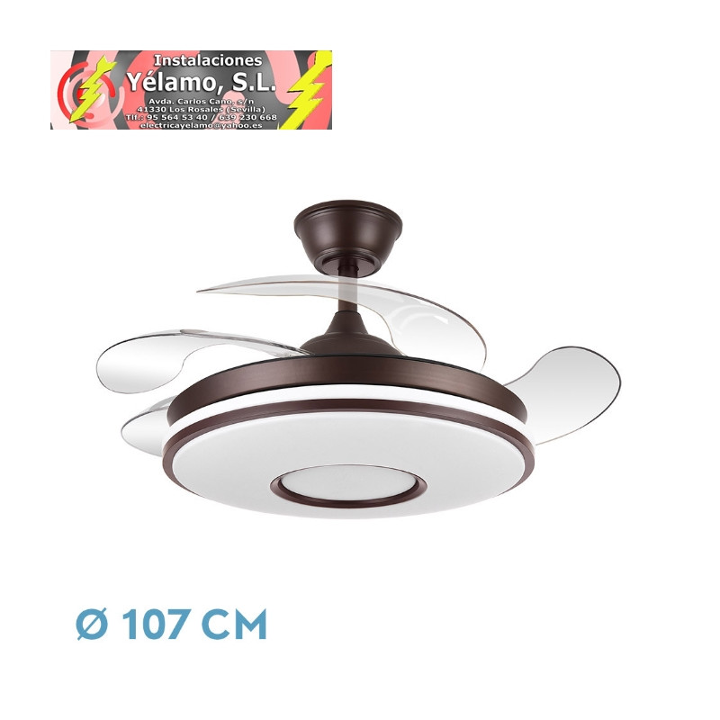 VENTILADOR DC DANI 59W 6980LM MARRON 4 ASPAS DESP.107D 3000-4000-6000K REMOTO, REG.INTENSIDAD, MEMORIA Y TEMPORIZADOR