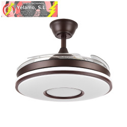 VENTILADOR DC DANI 59W 6980LM MARRON 4 ASPAS DESP.107D 3000-4000-6000K REMOTO, REG.INTENSIDAD, MEMORIA Y TEMPORIZADOR