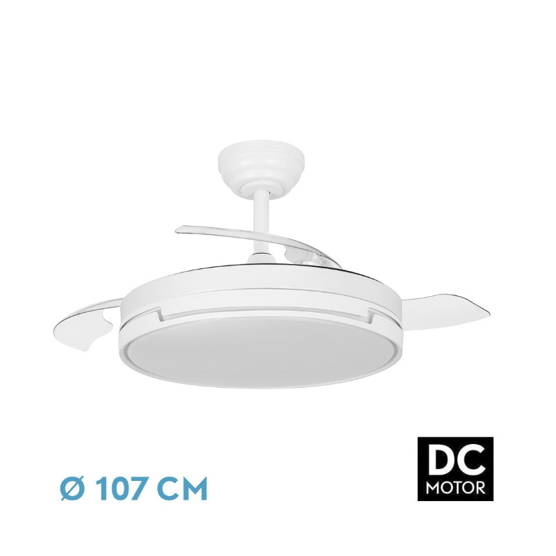 VENTILADOR DC PAPIRO 59W BLANCO 3ASPAS DESP.107D 6980LM 3000K,4000K,6000K REMOTO+MEMORIA+TEMPORIZADOR