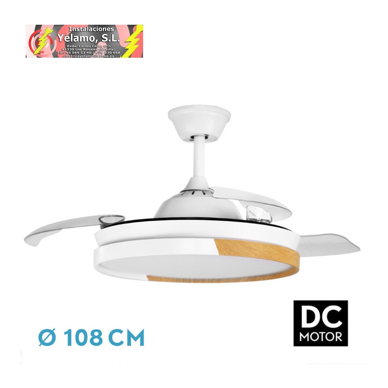 VENTILADOR DC EMPERADOR 72W BLANCO/HAYA 3ASPAS DESPLEGABLES 108D 7200LM 3000-4000-6000K REMOTO+REG.INTENSIDAD+MEMORIA+TEMPORIZ