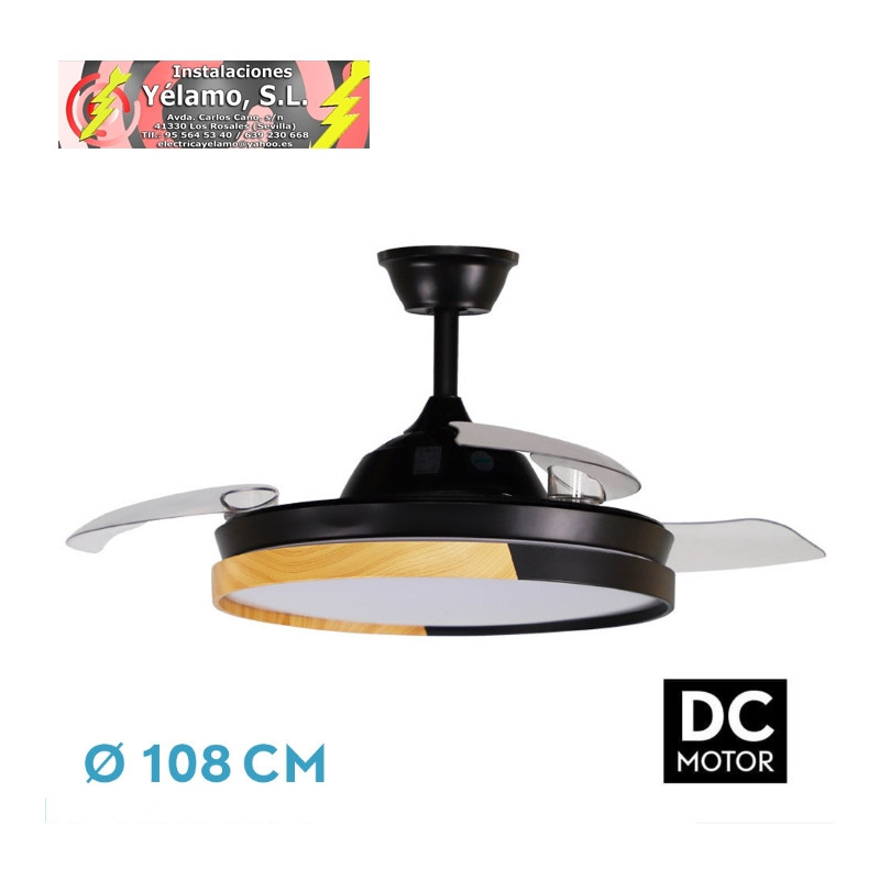 VENTILADOR DC EMPERADOR 72W NEGRO/HAYA 3ASPAS DESPLEGABLES 108D 7200LM 3000-4000-6000K REMOTO+MEMORIA+TEMPORIZADOR