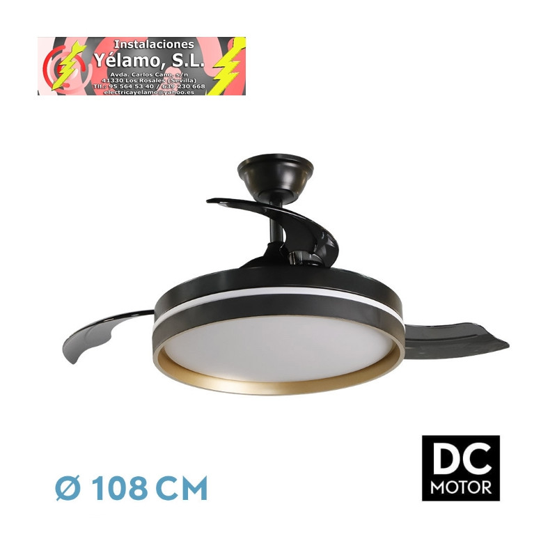 VENTILADOR DC MANDARIN NEGRO/ORO 72W 3ASPAS 108D REG.INTENSIDAD 7200LM 3000-4000-6500K REMOTO+MEMORIA+TEMPORIZADOR
