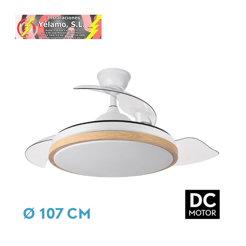 VENTILADOR DC EVROS 59W 6980LM BLANCO/HAYA 107D 3ASP.DESPLEGABLES 3000-4000-6000K REMOTO+REG.INTENSIDAD+TEMPORIZADOR+MEMORIA