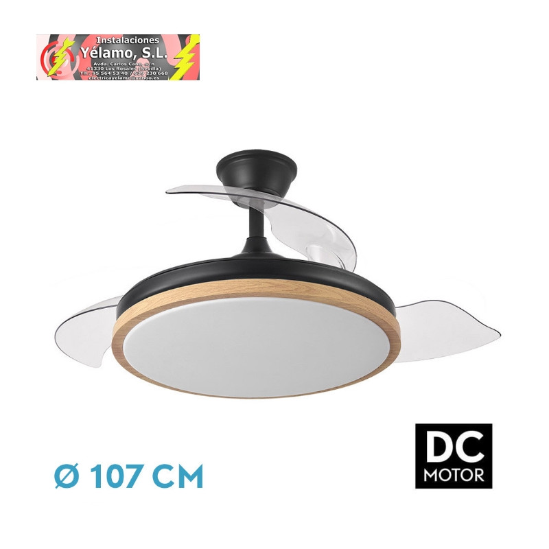 VENTILADOR DC EVROS 59W 6980LM NEGRO/HAYA 107D 3ASP.DESPLEGABLES 3000-4000-6000K REMOTO+TEMP+MEMORIA