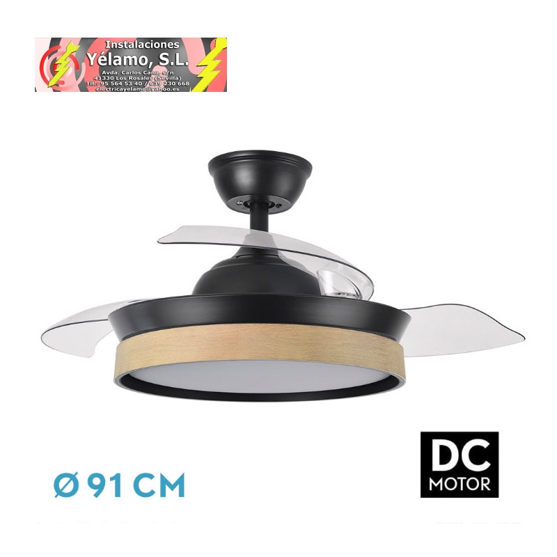 VENTILADOR DC IGLU NEGRO/HAYA 72W 6120LM 91 D 3ASP.DESPLEGABLE 3000-4000-6000K REMOTO, TEMPORIZADOR, MEMORIA