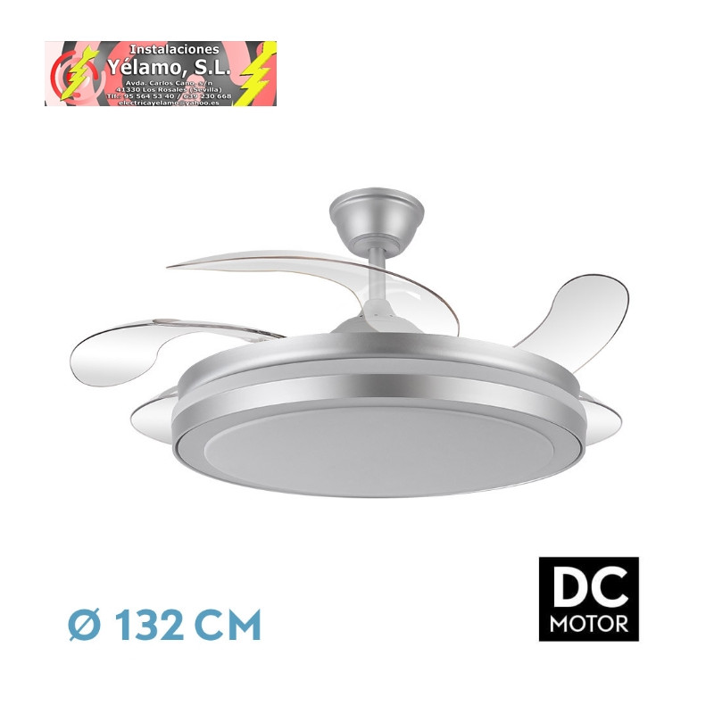VENTILADOR DC ESPARTA MAXI 80W 10255LM PLATA 132D 5ASPAS 3000-4000-6000K REMOTO+TEMPORIZADOR+MEMORIA
