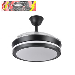 VENTILADOR DC ESPARTA NEGRO MINI 59W 6980LM 91D 3ASPAS DESPLEGABLES 3000-4000-000K REMOTO+TEMPORIZADOR+MEMORIA