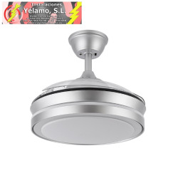 VENTILADOR DC ESPARTA MINI PLATA 59W 6980LM 91D 3ASPAS DESPLEGABLES 3000-4000-6000K REMOTO+TEMPORIZADOR+MEMORIA