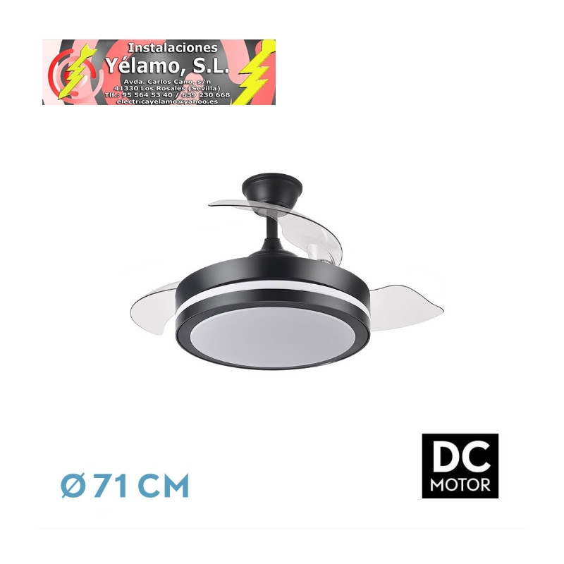VENTILADOR DC ESPARTA PEQUE 44W 5182LM NEGRO 72D 3ASPAS 3000-4000-6000K REMOTO+TEMPORIZADOR+MEMORIA