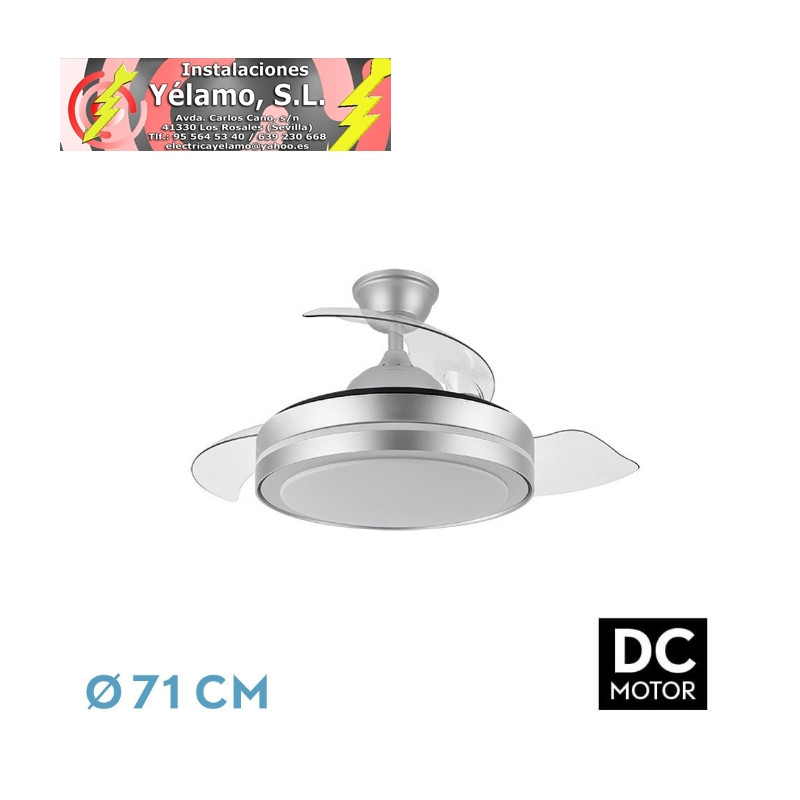VENTILADOR DC ESPARTA PEQUE 44W 5182LM PLATA 72D 3ASPAS 3000-4000-6000K REMOTO+TEMPORIZADOR+MEMORIA