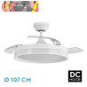 VENTILADOR DC ZENIT BLANCO 59W 3 ASPAS DESPLEGABLES 107D 6980LM 6 VELOCIDADES 3000K,4500K6000K REMOTO+TEMPORIZADOR+MEMORIA